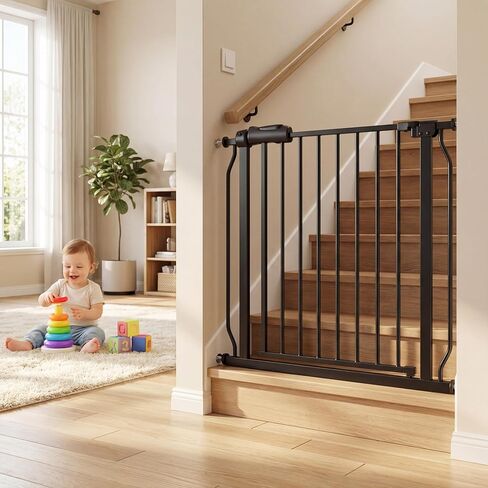 Extra Wide Baby Gate 86.3-105 Inch, Pressure Mounted Pet Gates No Drilling for Stairs & Doorways, Metal White Indoor Safety Gate for Kids and Dogs in Kuwait