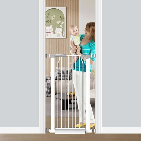 Fairy Baby 40.5" Extra Tall Baby Gate for Stairs, 65.8"-72.2" Extra Wide Long Dog Pet Gate Indoor for House, Safety Child Toddler Gate, Metal Auto Close Doggie Puppy Gates Barrier for Doorway, Black in Kuwait