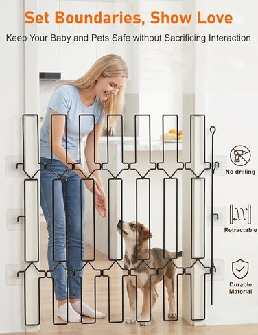 Metal Telescopic Gate for Pet, Extra Tall 31'' Height, Adjustable Width 25-40 Inches, Retractable Pet Barrier, Black Steel Safety Barrier for Doorways, Hallways, Stairs (25inch) in Kuwait