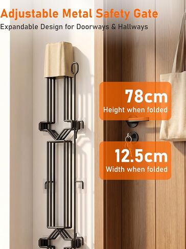 Metal Telescopic Gate for Pet, Extra Tall 31'' Height, Adjustable Width 25-40 Inches, Retractable Pet Barrier, Black Steel Safety Barrier for Doorways, Hallways, Stairs (25inch) in Kuwait