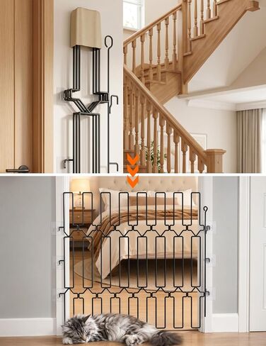Metal Telescopic Gate for Pet, Extra Tall 31'' Height, Adjustable Width 25-40 Inches, Retractable Pet Barrier, Black Steel Safety Barrier for Doorways, Hallways, Stairs (25inch) in Kuwait