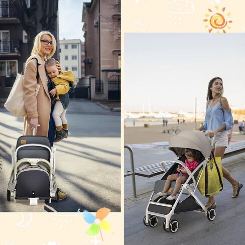 INFANS Lightweight Baby Stroller, Compact with One-Hand Fold, Travel Stroller for Airplane with Cup Holder, 5-Point Harness, Foot Cover, Canopy, Infant for 0-36 Month (Grey) in Kuwait