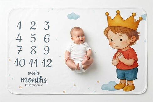 Baby Milestone Blanket for Boys & Girls, 60 x 40 inch Soft Fleece Monthly Milestone Blanket with 2 Felt Photo Frames, BabyShower Gift.. in Kuwait