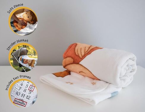 Baby Milestone Blanket for Boys & Girls, 60 x 40 inch Soft Fleece Monthly Milestone Blanket with 2 Felt Photo Frames, BabyShower Gift.. in Kuwait