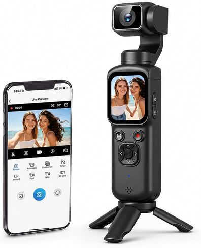 4K Vlogging Camera with AI Face Tracking, 330° Rotating Lens & WiFi in Kuwait