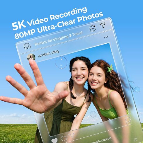 5K Wi-Fi Digital Camera for Photography, 80MP Autofoucs Vlogging Camera for YouTube with 3" 180° Flip Screen, 18X Digital Zoom Travel Camera for Beginner, Teens with 64GB Memory Card ＆ 2 Batteries in Kuwait