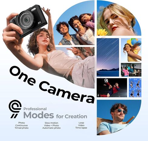 5K Wi-Fi Digital Camera for Photography, 80MP Autofoucs Vlogging Camera for YouTube with 3" 180° Flip Screen, 18X Digital Zoom Travel Camera for Beginner, Teens with 64GB Memory Card ＆ 2 Batteries in Kuwait