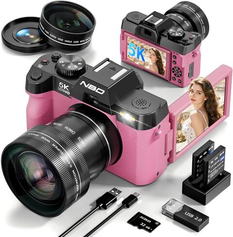 True 5K Digital Cameras for Photography 64MP - 16X Zoom, WiFi, with 32GB TF Card, Wide-Angle & Macro Lens, Autofocus & Anti-Shake, Vlogging Camera for YouTube Travel (Silver) in Kuwait