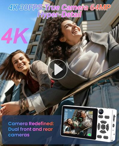4K Digital Camera for Photography Autofocus,18X Zoom, 64MP Portable Pocket Camera for Vlogging Travel Video, Compact Point and Shoot Digital Camera for Beginners with 64GB Card in Kuwait