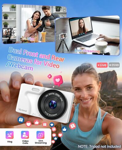 4K Digital Camera for Photography Autofocus,18X Zoom, 64MP Portable Pocket Camera for Vlogging Travel Video, Compact Point and Shoot Digital Camera for Beginners with 64GB Card in Kuwait
