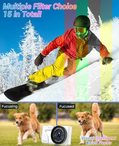 4K Digital Camera for Photography Autofocus,18X Zoom, 64MP Portable Pocket Camera for Vlogging Travel Video, Compact Point and Shoot Digital Camera for Beginners with 64GB Card in Kuwait