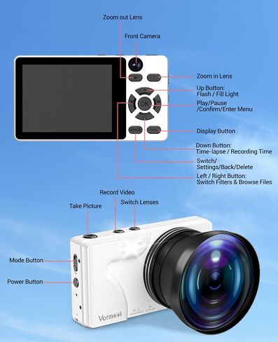 4K Digital Camera for Photography Autofocus,18X Zoom, 64MP Portable Pocket Camera for Vlogging Travel Video, Compact Point and Shoot Digital Camera for Beginners with 64GB Card in Kuwait