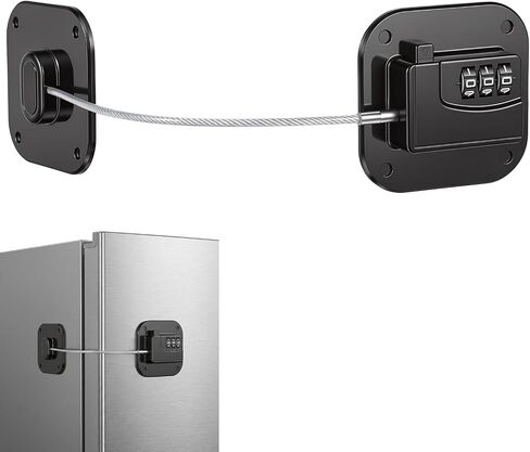 Refrigerator Lock, Fridge Locks Mini with Combination Fridge Locks for Adults Refrigerator Door Lock Heavy Duty with Adhesive for Refrigerators Cabinets, Drawers, Keyless, Black in Kuwait