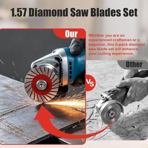 1.57" Diamond Saw Blades Set, Mini Diamond Saw Blades, Precision Stone Cutting Made Easy for Angle Grinder Stone Concrete Tile Marble Granite Masonry (5 Pack Blades + Bearings) in Kuwait
