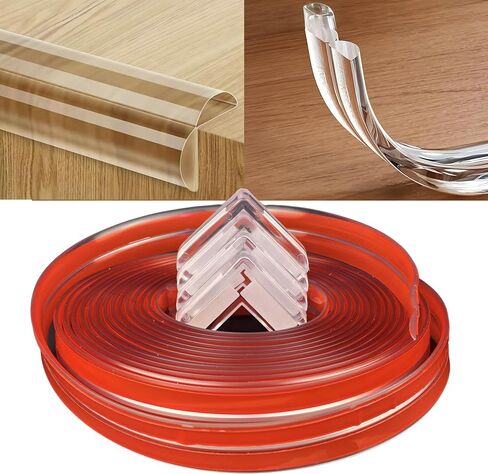 Baby Proofing Edge Protector [0.8" x 6.6FT] + 4 Corner Guards – Clear 3D Molding Silicone Furniture Bumper, Thicker Padding for Tables & Desks, Self-Adhesive, No-Residue, Child Safety Bump Strip in Kuwait