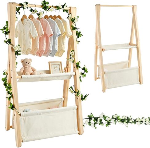 Baby Crate Closet for Baby Shower Double-Layer Baby Shower Basket | Wooden Baby Gift Basket, Baby Baskets for Baby Shower, Custom Baby Gifts Set, Foldable Baby Closet, Easy Assemble in Kuwait