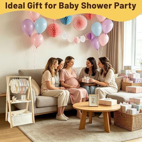 Baby Crate Closet for Baby Shower Double-Layer Baby Shower Basket | Wooden Baby Gift Basket, Baby Baskets for Baby Shower, Custom Baby Gifts Set, Foldable Baby Closet, Easy Assemble in Kuwait