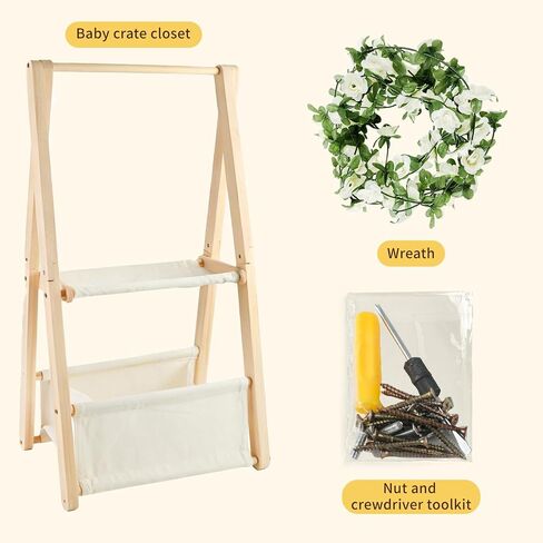 Baby Crate Closet for Baby Shower Double-Layer Baby Shower Basket | Wooden Baby Gift Basket, Baby Baskets for Baby Shower, Custom Baby Gifts Set, Foldable Baby Closet, Easy Assemble in Kuwait