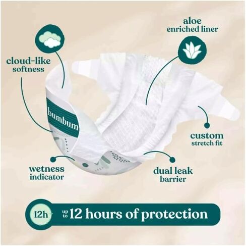 Bum-Bum Luxury Fragrance-Free Disposable Diapers Count-54 (Size-4) in Kuwait