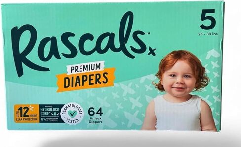 Rascals Premium Diapers (Size,5 Count 64) in Kuwait