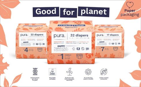 Pura Hypoallergenic Trial Pack Diapers Size 1 (4-11 lbs) + Natural Sensitive Baby Wipes Starter Bundle | Organic Cotton, Chlorine-Free, Fragrance-Free, EWG Verified, for Sensitive & Eczema-Prone Skin in Kuwait