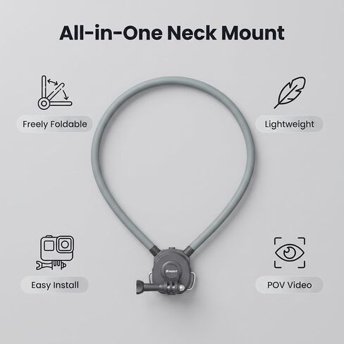 SHOOT Hands-Free Neck Mount for Gopro Hero 13/12/11/10/9, Neck Support for POV Perspective, Chest Holder Mount with 1/4" Adapter Compatible with DJI Action 6/5 Pro/4/3, for Insta360 X5/X4/Ace Pro 2 in Kuwait