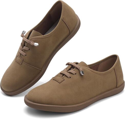 Genuine Leather Oxfords for Women Elastic No Tie Laces Casual Walking Shoes Comfort Barefoot Sneakers Flat Minimalist Loafers Slip On Derby Shoes Travel Work Pumps in Kuwait