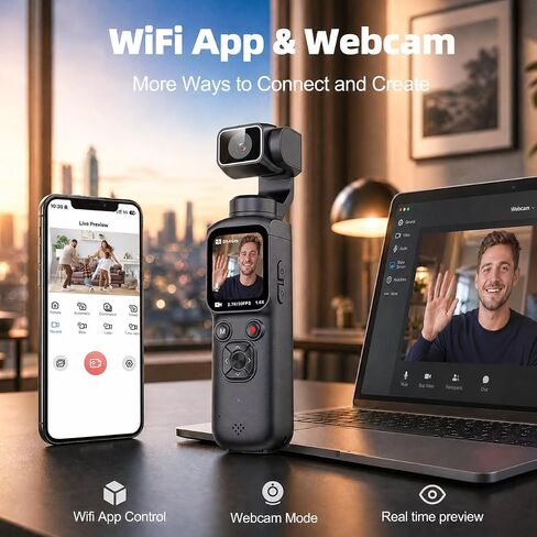 4K Vlogging Camera with Magnetic Mount, AI Face Tracking & WiFi in Kuwait