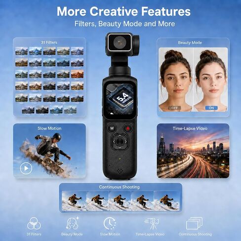 4K Vlogging Camera with Magnetic Mount, AI Face Tracking & WiFi in Kuwait