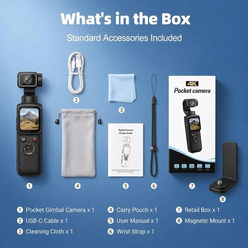 4K Vlogging Camera with Magnetic Mount, AI Face Tracking & WiFi in Kuwait