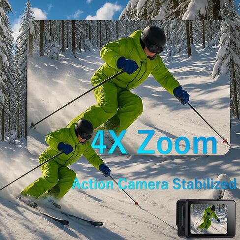 Dual Screen Action Camera, 1080P 16MP Waterproof Camera, Black | 40M Underwater Camera, with 2x1050mAh Batteries, 16GB Card & Full Accessories for Helmet, Bicycle,etc. in Kuwait
