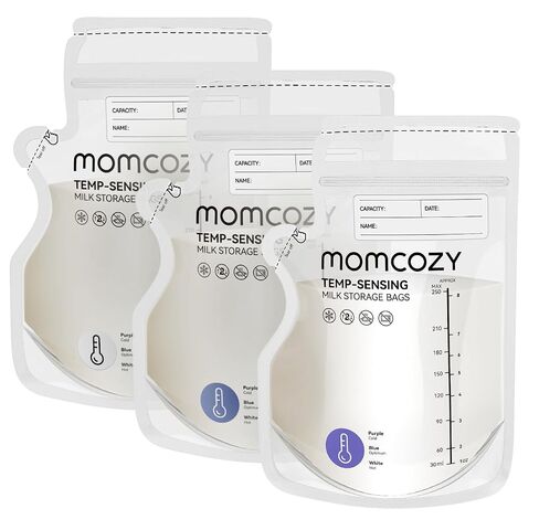 Momcozy Easy Pour Breastmilk Storage Bag, 8Oz, Temp-Sensing Color Change, 120 Count Milk Bag with Self Standing for Breastfeeding, No Leak Presterilized for Freezer, Recyclable & BPA Free | Temp-Sensing Color Change, Milk Bags with Pour Spout, Self Standi in Kuwait