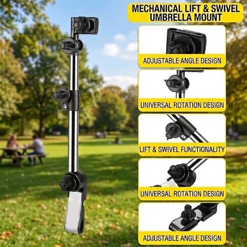 Universal 360° Adjustable Scalable Umbrella Holder for Chair – Umbrella Holder for Stroller, Beach Chair, Wheelchair & Golf Cart, Secure Fit for Outdoor Shade & Rain Protection in Kuwait