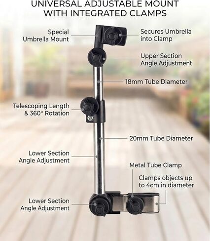 Universal 360° Adjustable Scalable Umbrella Holder for Chair – Umbrella Holder for Stroller, Beach Chair, Wheelchair & Golf Cart, Secure Fit for Outdoor Shade & Rain Protection in Kuwait