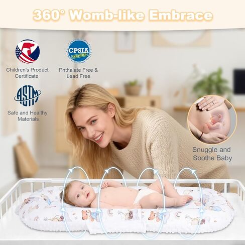 Infant Support Cushion, 3-in-1 Portable Baby Support Cushion for Newborns 0-24 Months, Foldable Sitting Seat with Removable Cover, Dual-Sided 100% Cotton and Velvet, White Bear in Kuwait