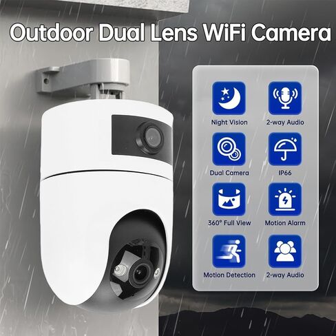 Security Camera System 4K,355 Pan 90 Tilt Auto Tracking Motion Detection Wireless Security Camera,3MP 2K HD Dual Lens Indoor Outdoor WiFi,for Indoor Outdoor in Kuwait