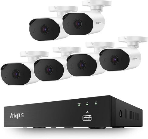 Anlapus 3K Lite 8CH Wired Security Camera System with Audio Recording & Human Vehicle Detection, Includes 6X 1080P Outdoor Indoor Cameras with Night Vision, IP66 Weatherproof,NO HDD. in Saudi Arabia
