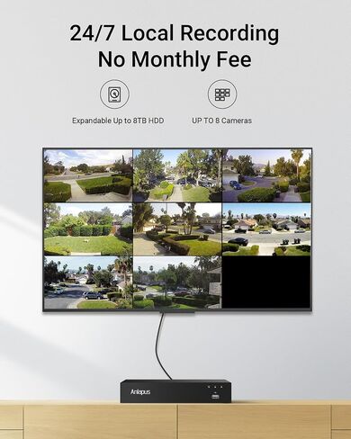 Anlapus 3K Lite 8CH Wired Security Camera System with Audio Recording & Human Vehicle Detection, Includes 6X 1080P Outdoor Indoor Cameras with Night Vision, IP66 Weatherproof,NO HDD. in Saudi Arabia