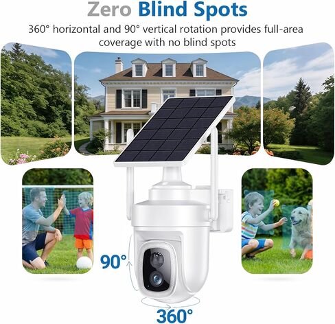 4K Security Cameras Wireless Outdoor with local storage Base,No Subscription Required,Solar-Powered,Home Security Cameras System with 360° Pan&Tilt,Auto Tracking,5G & 2.4G Router Compatible,Add 1 cam in Kuwait