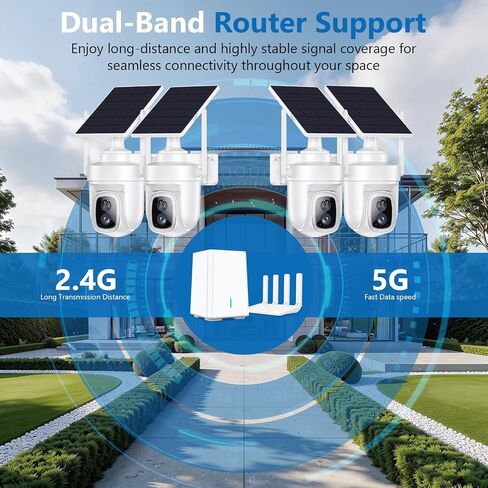 4K Security Cameras Wireless Outdoor with local storage Base,No Subscription Required,Solar-Powered,Home Security Cameras System with 360° Pan&Tilt,Auto Tracking,5G & 2.4G Router Compatible,Add 1 cam in Kuwait