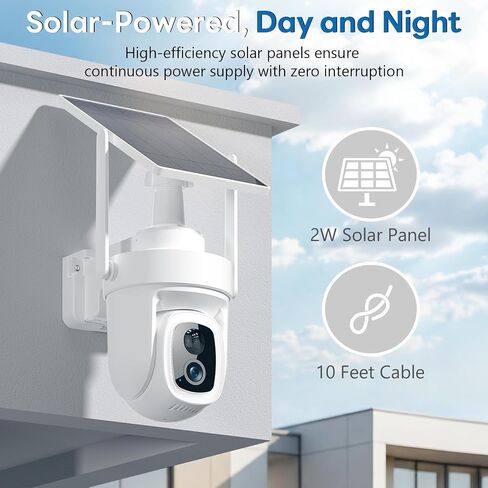 4K Security Cameras Wireless Outdoor with local storage Base,No Subscription Required,Solar-Powered,Home Security Cameras System with 360° Pan&Tilt,Auto Tracking,5G & 2.4G Router Compatible,Add 1 cam in Kuwait