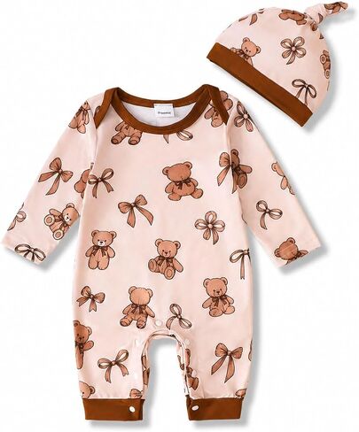 Baby Girl Clothes Newborn Girl Outfit Infant Romper Jumpsuit Matching Hat Set Preemie Newborn 0 3 6 12 Months in Kuwait