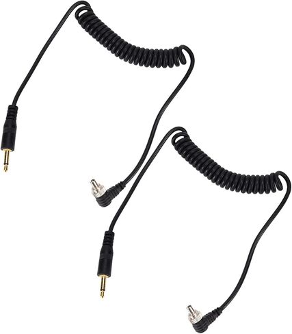 Yinhing 3.5mm Sync Cable 3.5mm to Male Flash PC to Male Flash PC Sync Cable Set Coiled Cord with Screw Lock for Digital Cameras and Units in Kuwait