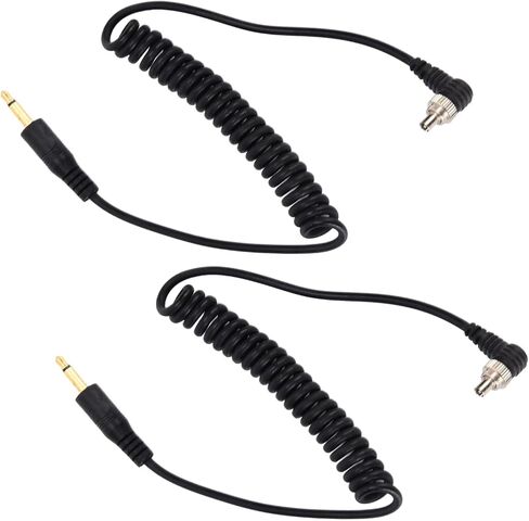 Yinhing 3.5mm Sync Cable 3.5mm to Male Flash PC to Male Flash PC Sync Cable Set Coiled Cord with Screw Lock for Digital Cameras and Units in Kuwait