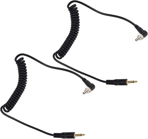 Yinhing 3.5mm Sync Cable 3.5mm to Male Flash PC to Male Flash PC Sync Cable Set Coiled Cord with Screw Lock for Digital Cameras and Units in Kuwait