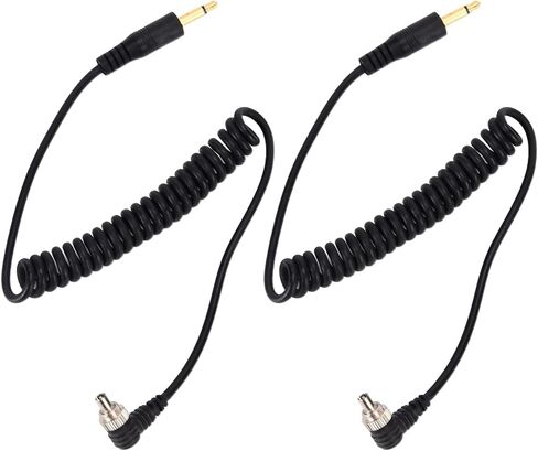 Yinhing 3.5mm Sync Cable 3.5mm to Male Flash PC to Male Flash PC Sync Cable Set Coiled Cord with Screw Lock for Digital Cameras and Units in Kuwait