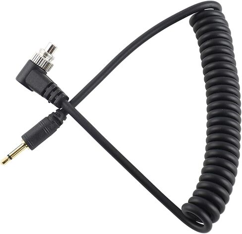 Professional 2.5mm to Male Flash PC Sync Cable Coiled Extension Cord with Screw Lock for Camera Flash Studio Photography Accessories Black 100cm in Kuwait