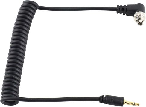 Professional 2.5mm to Male Flash PC Sync Cable Coiled Extension Cord with Screw Lock for Camera Flash Studio Photography Accessories Black 100cm in Kuwait