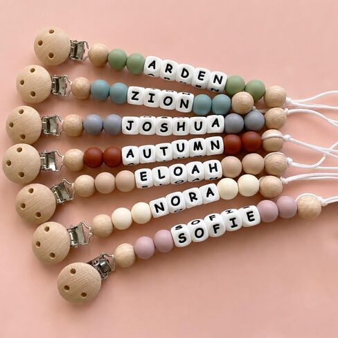 Personalized Pacifier Clip with Name, Customized Pacifier Clip Monogram Silicone Chain for Baby Girl Boys (Silicone) in Kuwait