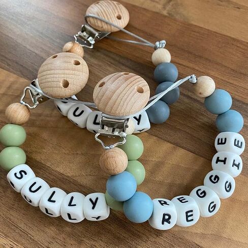 Personalized Pacifier Clip with Name, Customized Pacifier Clip Monogram Silicone Chain for Baby Girl Boys (Silicone) in Kuwait